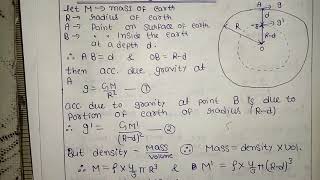 Variation of g with Depth  Variation of acceleration due to gravity with depth [upl. by Atnuhs60]