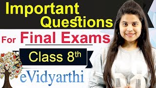 Maths  Important Questions for Final Exam  Class 8 [upl. by Lindo]