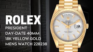 Rolex President Day Date 40mm 18K Yellow Gold Mens Watch 228238 Review  SwissWatchExpo [upl. by Aiekat]