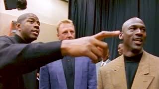 Patrick Ewing Michael Jordan Larry Bird Magic Johnson and Dr J Moment [upl. by Suivatram950]