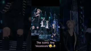 Jimin was unable to sing because he was laughing at Vs niconiconi 😂💜btsarmyshortstrending [upl. by Nedap187]