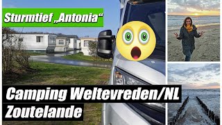 Camping Weltevreden  Zoutelande  Zeeland NL  Sturmtief Antonia  Adria Compact Supreme DL [upl. by Mcguire]