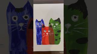 Squeegee technique  easy cats painting drawing cat art shorts [upl. by Mariana]