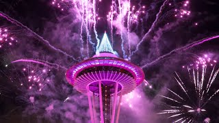 New Years Celebrations at Space Needle  New Year’s Fireworks  Downtown Seattle WA [upl. by Nnayllek266]