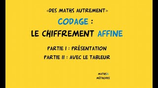 Codage  le chiffrement affine présentation et utilisation du tableur [upl. by Odnomra338]