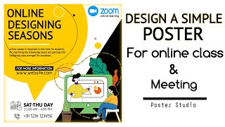 How to create a poster for online class in mobile  meeting poster  simple design step by step [upl. by Ahtiuqal]