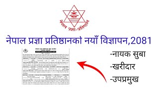 नेपाल प्रज्ञा प्रतिस्ठानको बिज्ञापन २०८१ Vacancy update 2081 [upl. by Roselane366]