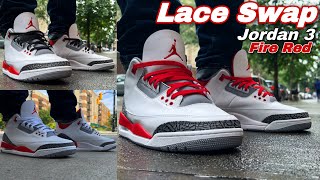 Lace Swap  Jordan 3 Fire Red  Must Watch 🚨 [upl. by Hendren818]