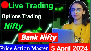 Live Trading  5 April  Nifty  Banknifty Options Trading livetrading optionstrading [upl. by Ennairej]