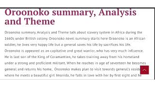 Oroonoko summary critical analysis and theme in English [upl. by Wainwright189]