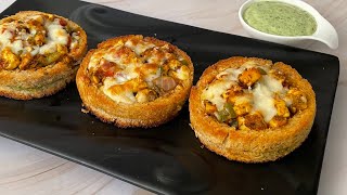 Crispy Cheesy Paneer Tikka Disc In kadai No Oven Cheesy Disc Easy Snacks Recipe  Paneer Tikka [upl. by Tonjes693]