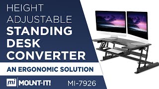 SitStand Converting Desk with Gas Spring Adjustable Height for Dual Monitors MI7926 [upl. by Mcwherter]