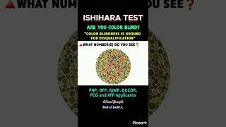 ISHIHARA TEST  COLOR BLINDNESS TEST  INITIAL MEDICAL PNP BFP BJMP AFP AND PCG APPLICANTS [upl. by Wolram614]