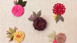 5 Basic Flower Embroidery For Beginners  Hand Embroidery Tutorial for Beginners  Gossamer [upl. by Yorgos665]