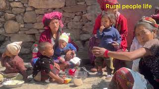 villager having group lunch ll Takasera ll Rural people life ll [upl. by Gnim]