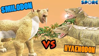 Smilodon vs Hyaenodon  Prehistoric Beast Battle S2E2  SPORE [upl. by Jos]