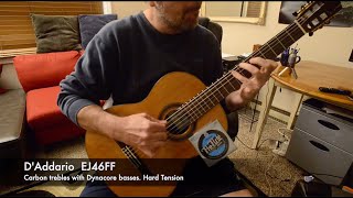 Carbon vs Nylon Classical Guitar String Comparison DAddario EJ46 vs EJ46FF [upl. by Latoyia]