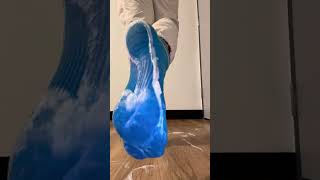 Blue Hoka socks get messy with creamy lotion [upl. by Anihc]