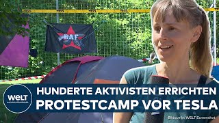 PROTESTCAMP GEGEN TESLA Großeinsatz in Grünheide Polizei befürchtet Eskalation [upl. by Simpson636]