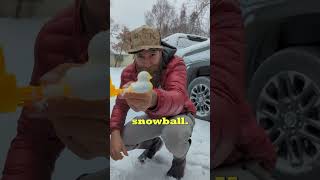 Making custom shaped snowballs in Alaska [upl. by Ahsatsana]