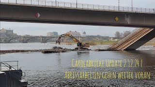 Carolabrücke Update 21224  Die Bagger holen die Trümmer aus dem Wasser [upl. by Cotterell]