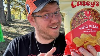 Trying Casey’s Taco Pizza Chips flavor [upl. by Esinel]