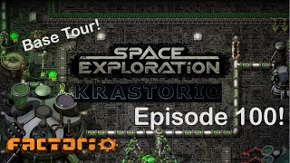 Base Tour  Factorio Space Exploration amp Krastorio Playthrough  Episode 100 [upl. by Nemraciram]