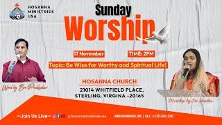 Sunday Service  Hosanna Ministries USA Telugu Church Virginia  17102024 [upl. by Sitelc50]