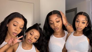 hair vlog install a body wave wig under 10 mins perfect pre curled everyday wig ft wiggins hair [upl. by Normi]