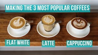 How to Make the 3 Most Popular Milk Coffees barista coffee [upl. by Starlin]