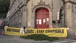 No Comment  des algues vertes déversées devant la préfecture française du Finistère [upl. by Torrey]