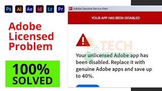 Adobe Photoshop Unlicensed disabled error  Unlicensed Adobe app will disabled Soon  100 Solved [upl. by Nurat]