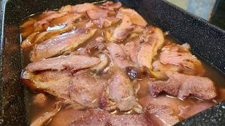 Oven Baked Ham Slices in ham sauce  A different way to prepare ham [upl. by Orwin]