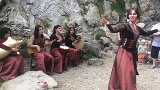 Georgian dance  Adjaruli Makhuntseti waterfall  Adjara Georgia [upl. by Apollus]