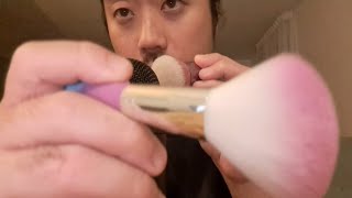 ASMR MIC BRUSHING FACE BRUSHING amp TRIGGER WORDS [upl. by Yerga]