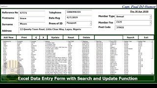 How to Create an Excel VBA Data Entry Form with Update and Search Function  Full Tutorial [upl. by Akselav]