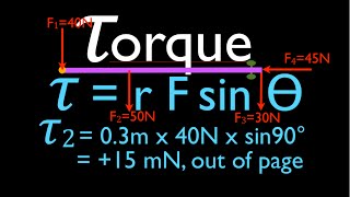 Physics Torque 2 of 13 Force at Right Angle to Object [upl. by Aisyat947]