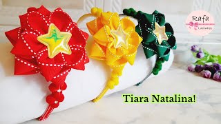 Tiara Luxuosa para o Natal e Ano Novo Tiara com flor de fita Flor Estrelinha Invertida [upl. by Animas467]