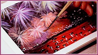 How to Paint an EASY Firework Scenery with Acrylic Paint for New Years Eve [upl. by Magavern]