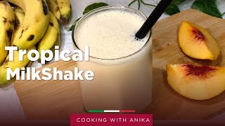 Smoothiest Tropical Milkshake  banana peach smoothie  banana peach milkshake  milkshake [upl. by Cathrin363]