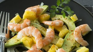 Recette  Salade davocat crevettes et mangue [upl. by Purington]