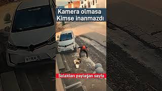 Kamera olmasa kimse inanmazdı Taşlara çarpan araba adamı ıskaladı Kamera olmasa inanır mıydınız [upl. by Lynch]