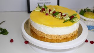 cheesecake au citron sans gélatine et sans cuissonتشيز كيك الليمون🍋🍋 بدون جيلاتين و بدون فرن [upl. by Stinson]