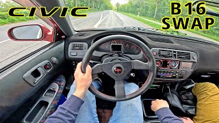 1998 Honda Civic with a B16 VTEC SWAP does 9000RPM [upl. by Gnep550]