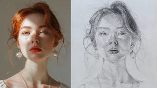 How to draw a portrait using Loomis methodrealistic face [upl. by Annhej]