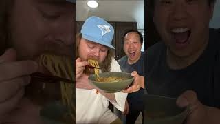 Mukbang Maxwell tries spicy tonkotsu frozen ramen kit ramen dormfood [upl. by Geilich5]