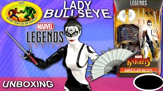 UNBOXING  Marvel Legends  LADY BULLSEYE  Hasbro  Action Figure  Maki Matsumoto Got Them Weapons [upl. by Hurlbut841]