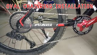 38T Oval chainring installation  how to install a oval chainring  paano magkabit ng oval chainring [upl. by Aisa]