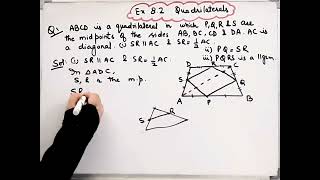 ABCD is a Quadrilateral in which PQRS are mid point of side ABBCCDDAFig 829AC is a diagonal [upl. by Eillehs]