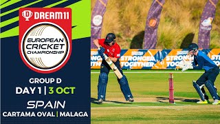 🔴 Dream11 European Cricket Championship 2022  Group D  Day 1 Cartama Oval Spain  T10 Live Cricket [upl. by Rod]